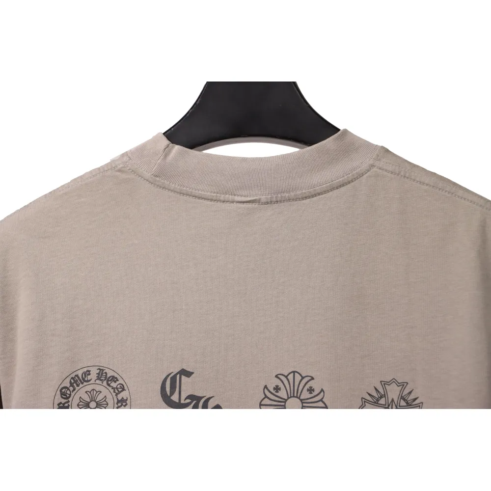 Chrome Hearts Distressed Washed Sanskrit Cross Short Sleeve Grey