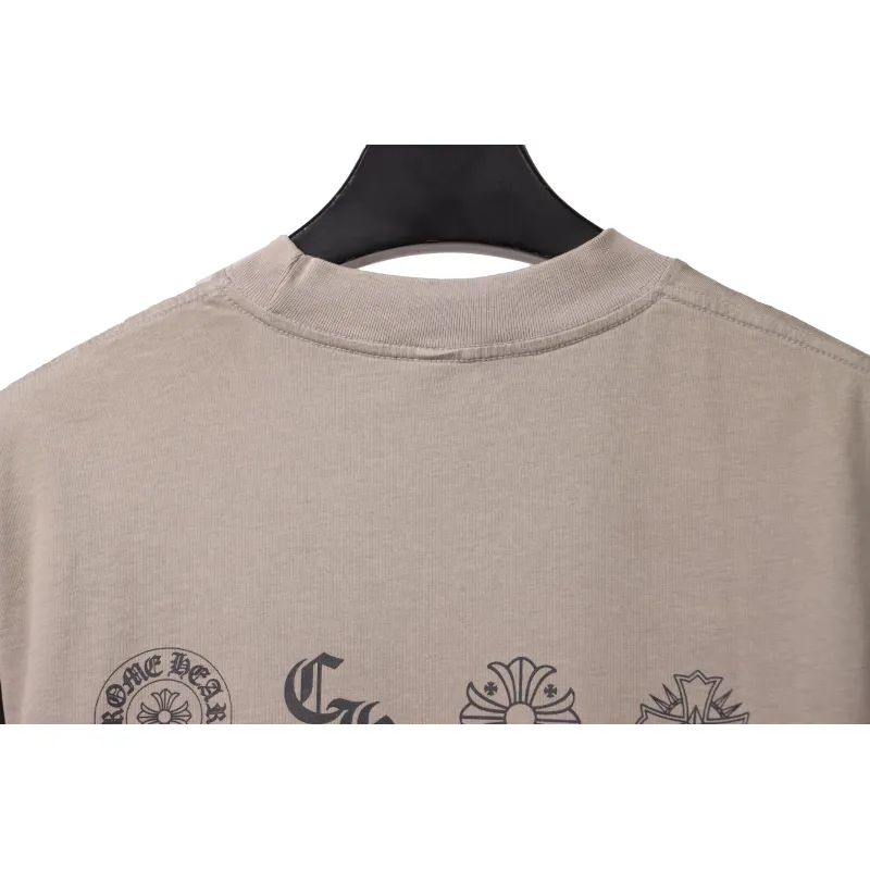 Chrome Hearts Distressed Washed Sanskrit Cross Short Sleeve Grey