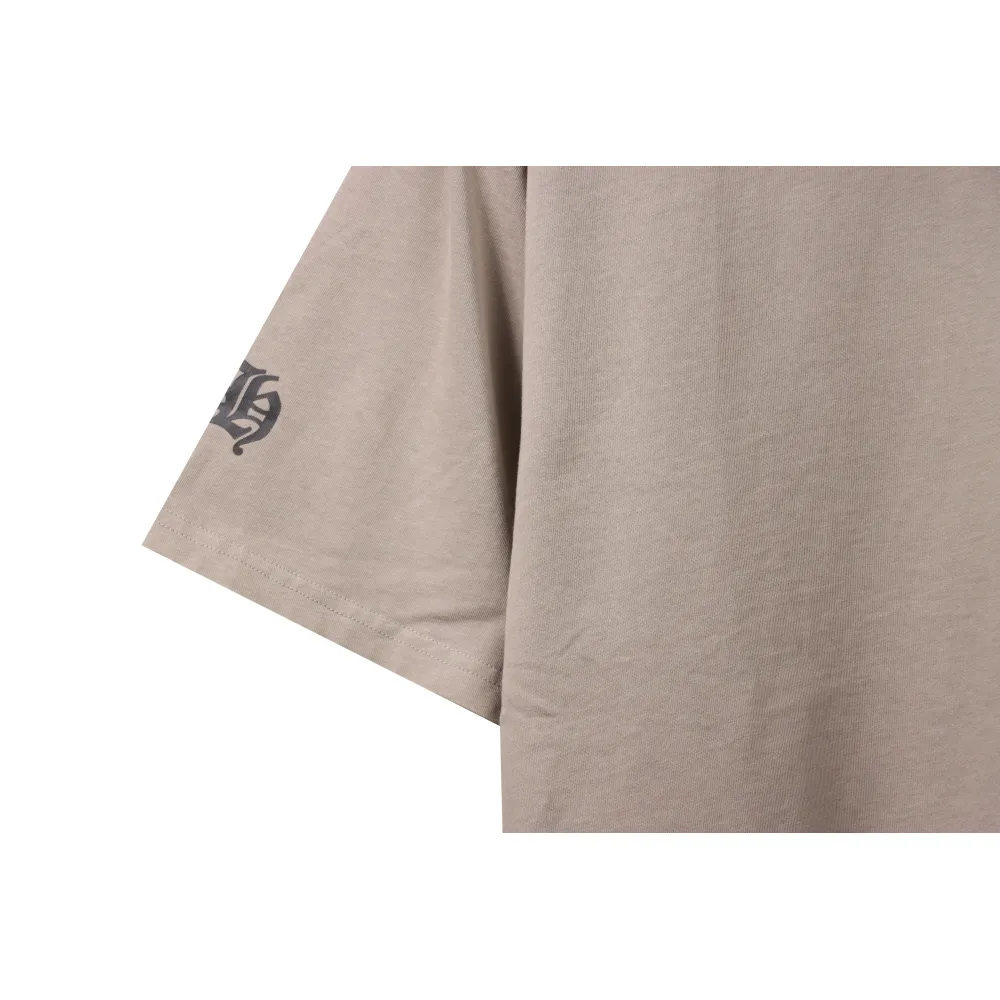 Chrome Hearts Distressed Washed Sanskrit Cross Short Sleeve Grey