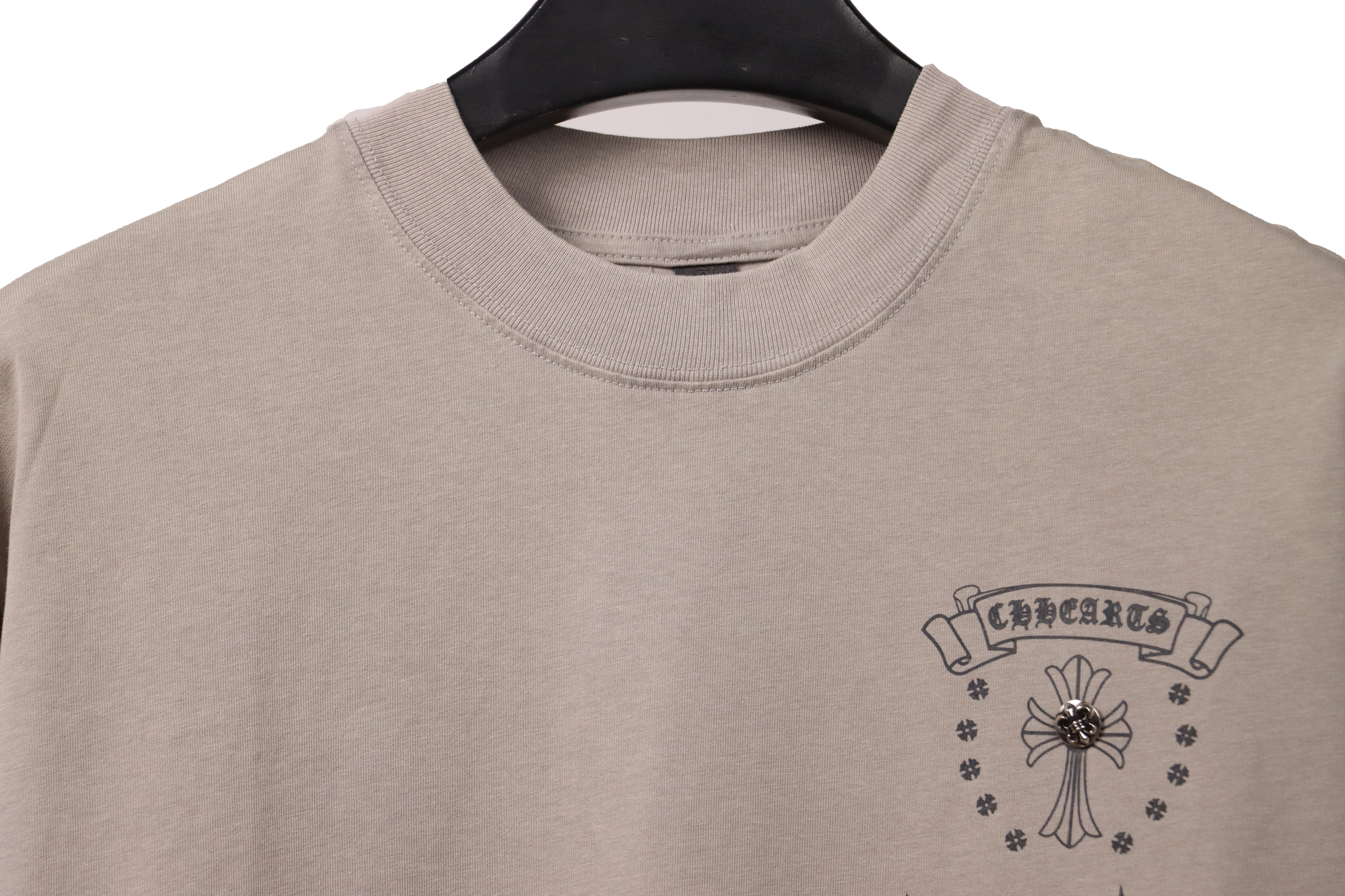 Chrome Hearts Distressed Washed Sanskrit Cross Short Sleeve Grey