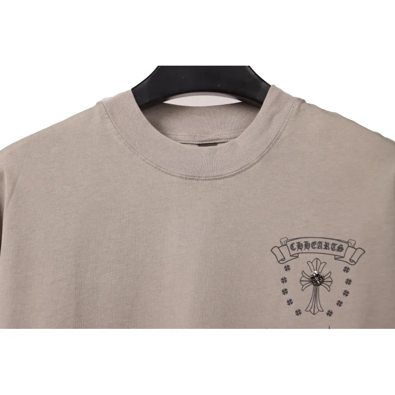Chrome Hearts Distressed Washed Sanskrit Cross Short Sleeve Grey