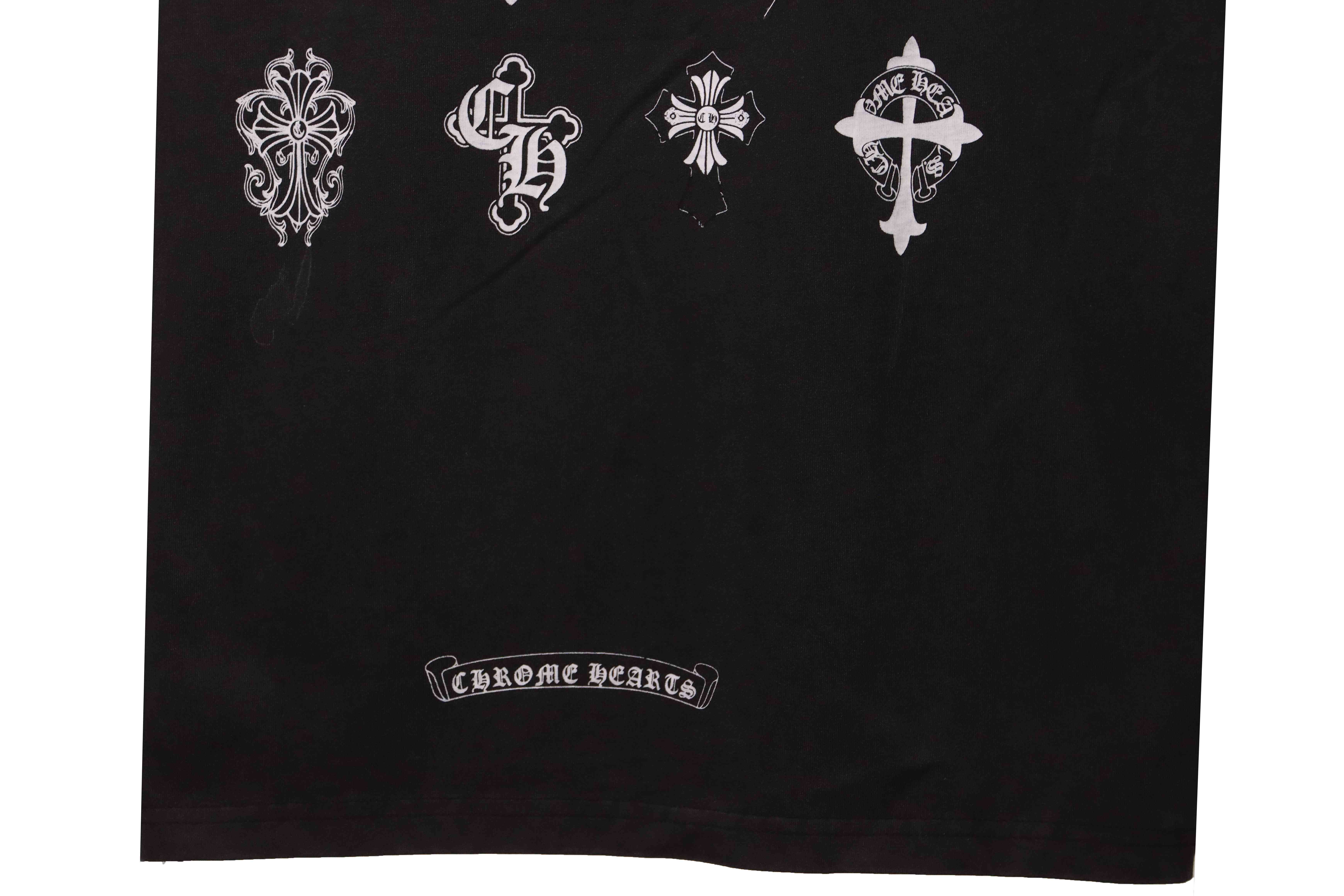 Chrome Hearts distressed washed Sanskrit cross short sleeves black
