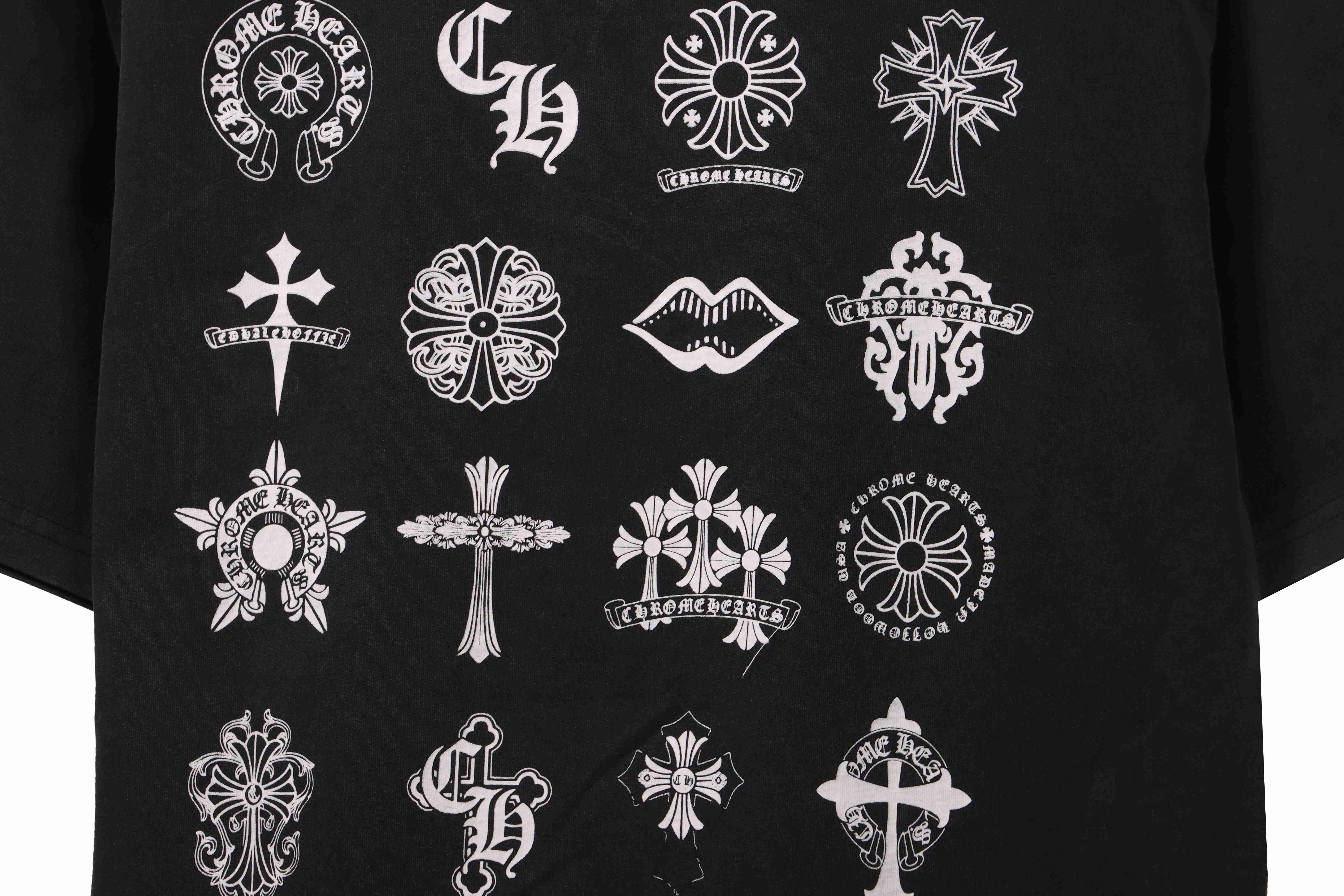 Chrome Hearts distressed washed Sanskrit cross short sleeves black