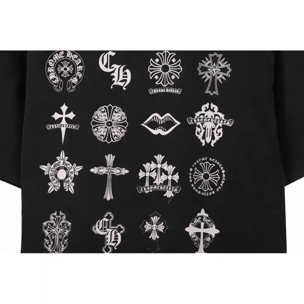 Chrome Hearts distressed washed Sanskrit cross short sleeves black