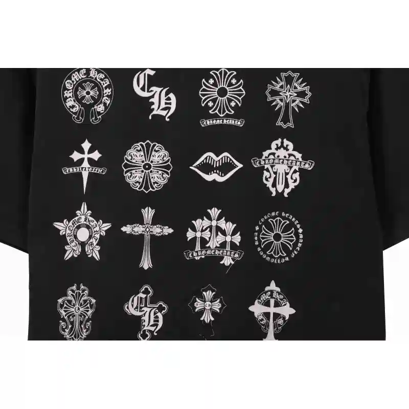 Chrome Hearts distressed washed Sanskrit cross short sleeves black