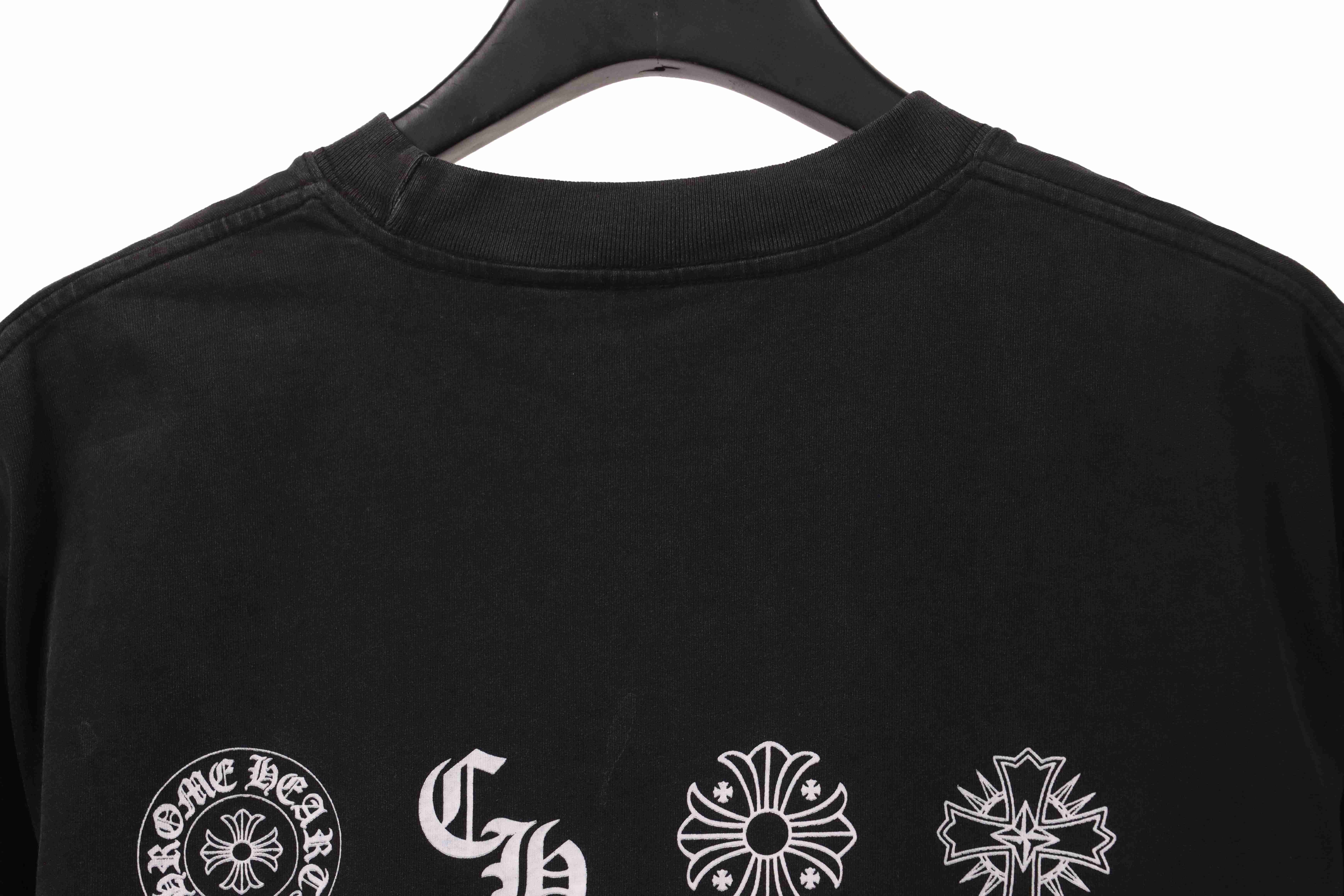 Chrome Hearts distressed washed Sanskrit cross short sleeves black