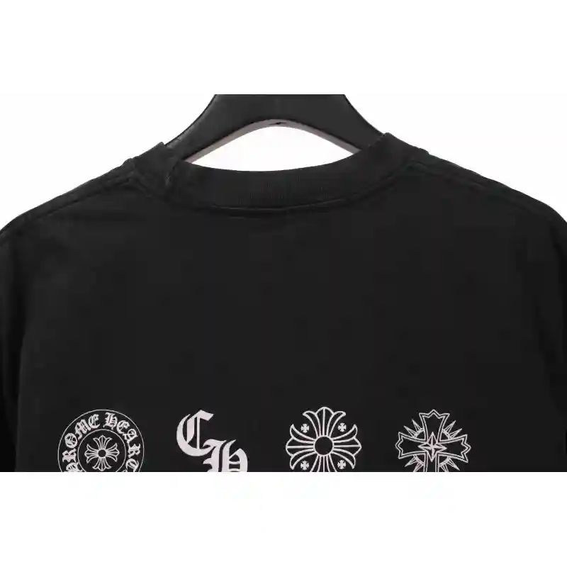 Chrome Hearts distressed washed Sanskrit cross short sleeves black