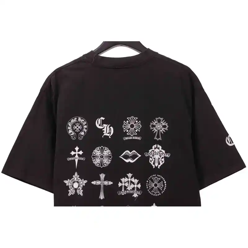 Chrome Hearts distressed washed Sanskrit cross short sleeves black