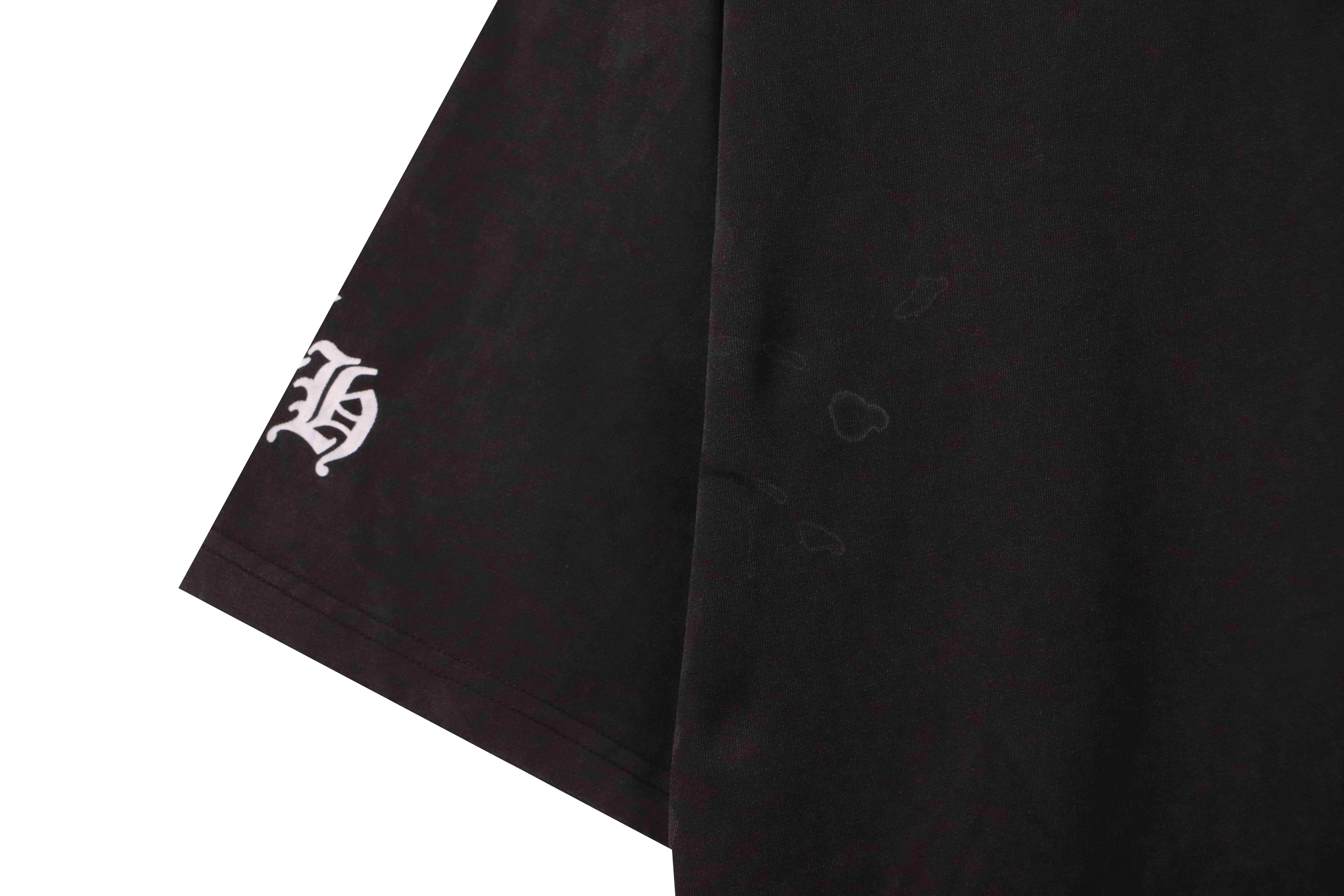 Chrome Hearts distressed washed Sanskrit cross short sleeves black