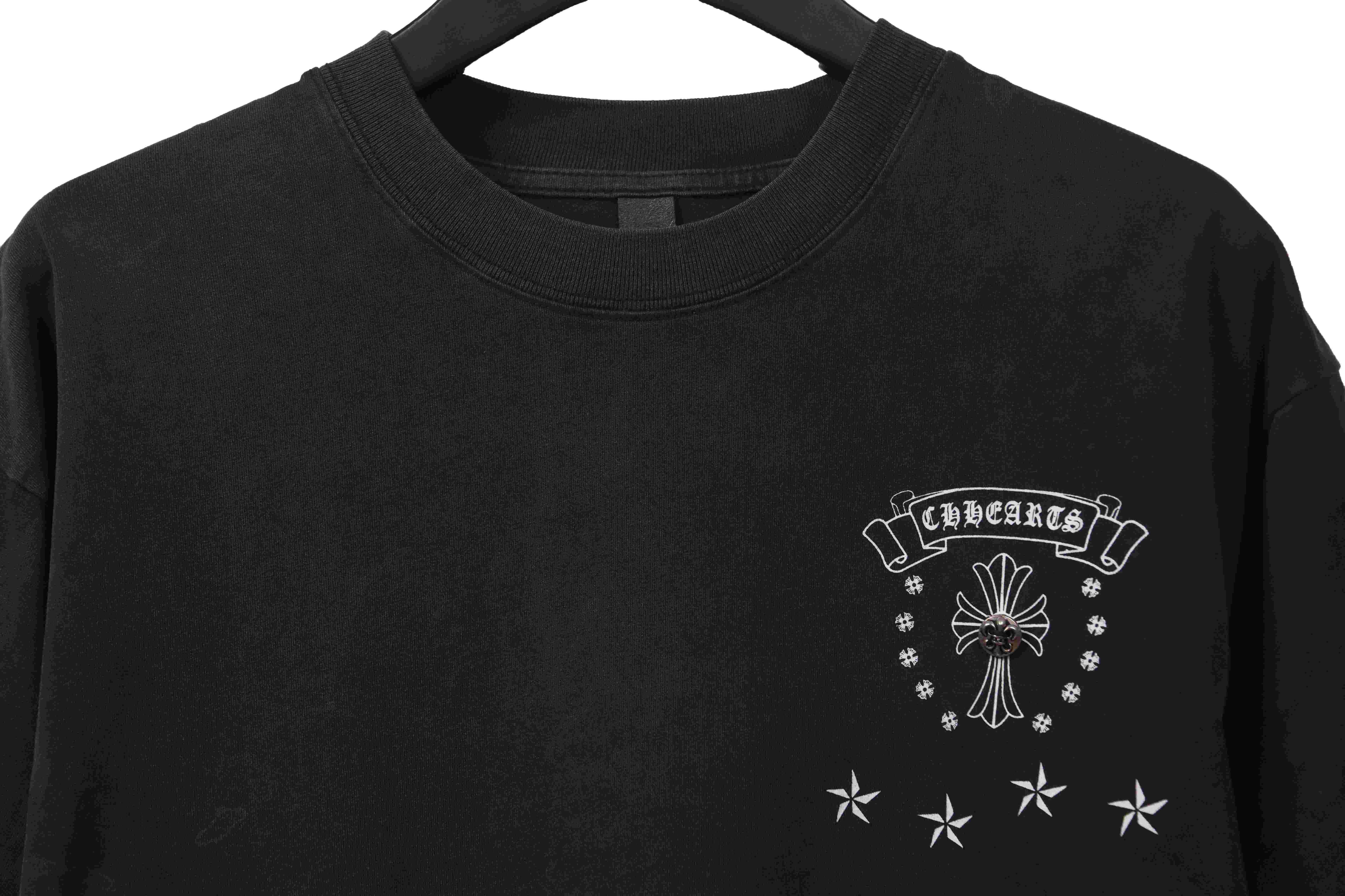 Chrome Hearts distressed washed Sanskrit cross short sleeves black