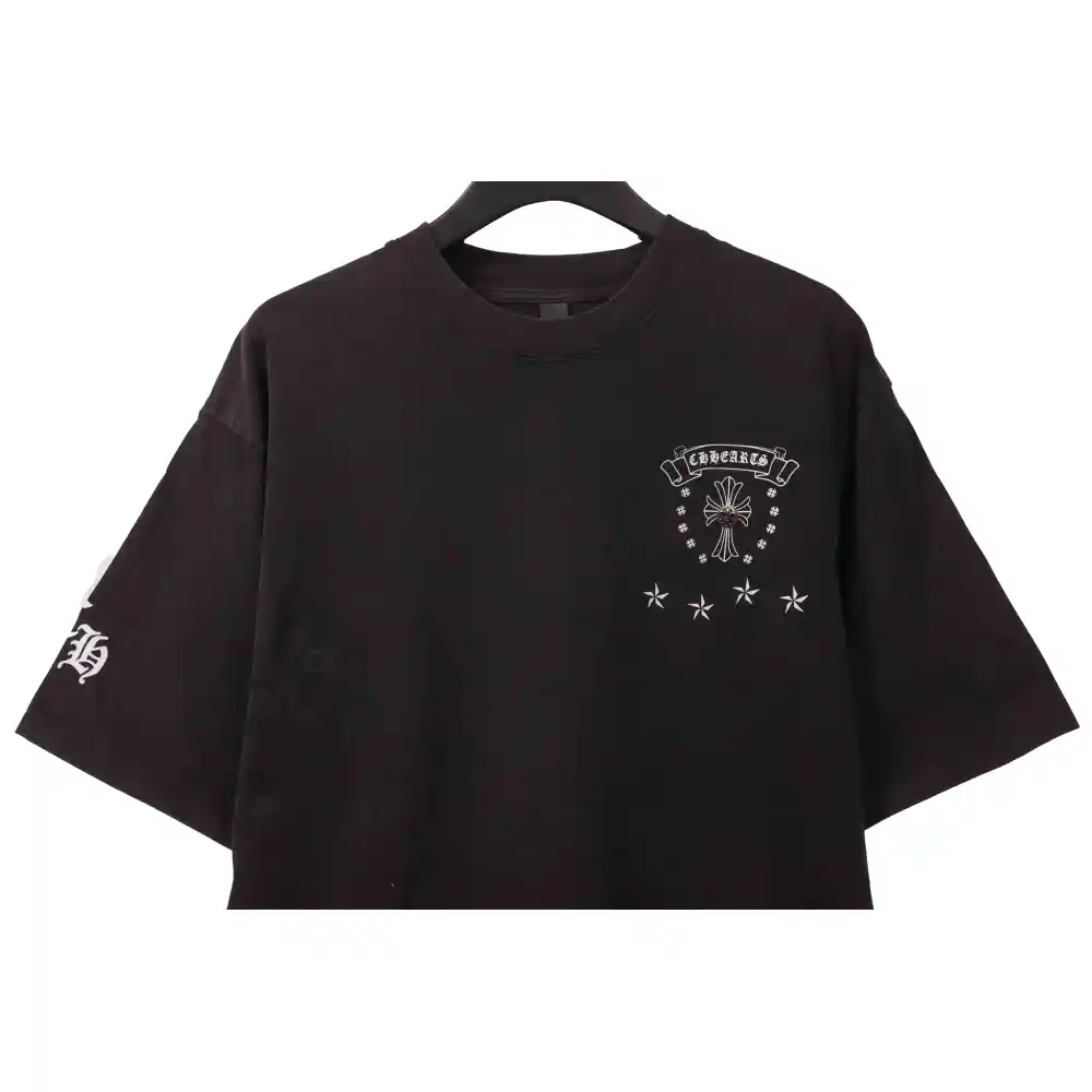 Chrome Hearts distressed washed Sanskrit cross short sleeves black