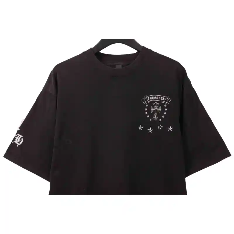 Chrome Hearts distressed washed Sanskrit cross short sleeves black