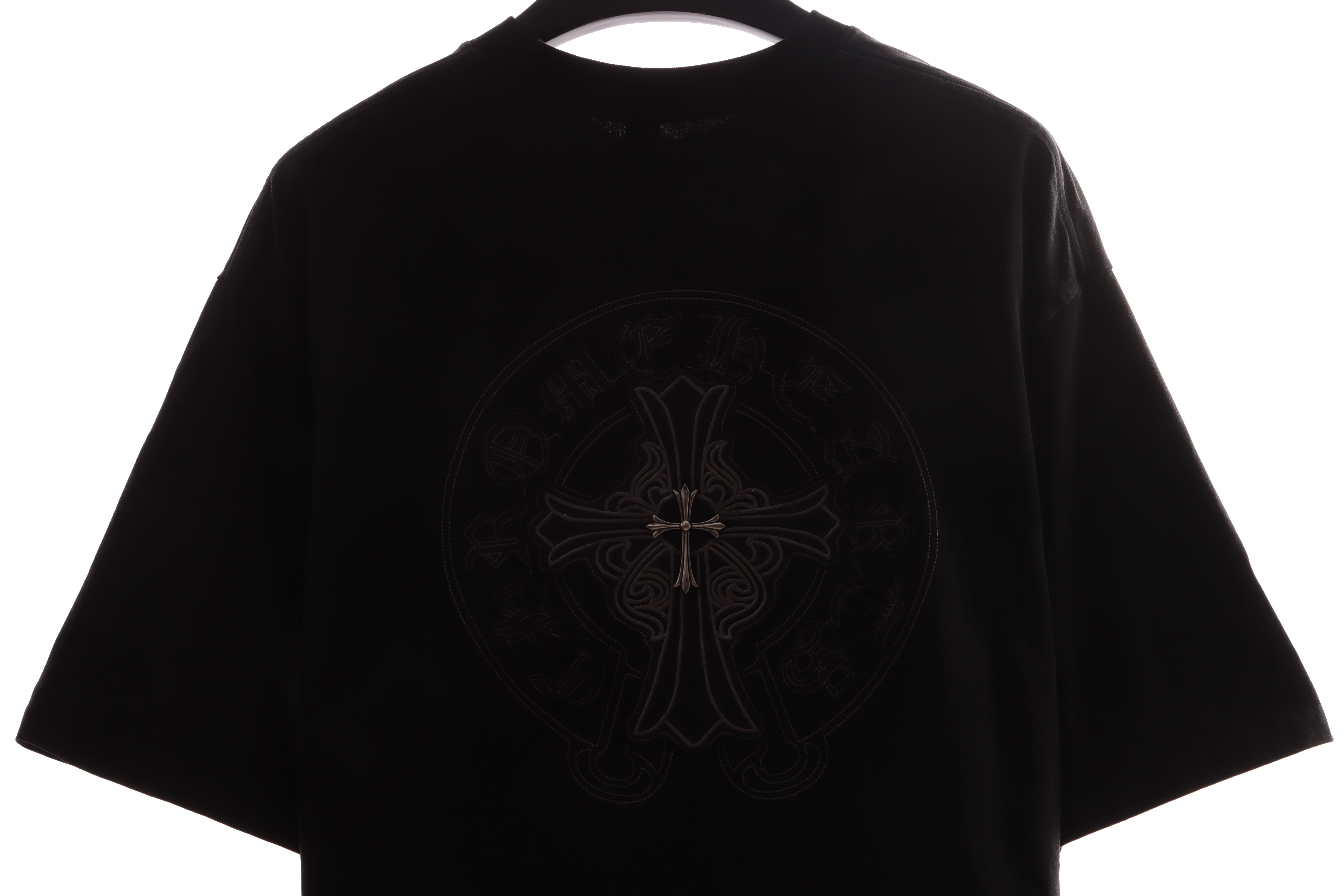 Chrome Hearts distressed washed silver horseshoe short sleeves black