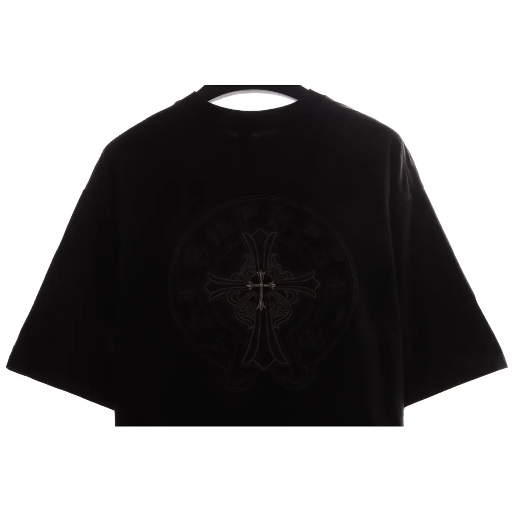 Chrome Hearts distressed washed silver horseshoe short sleeves black