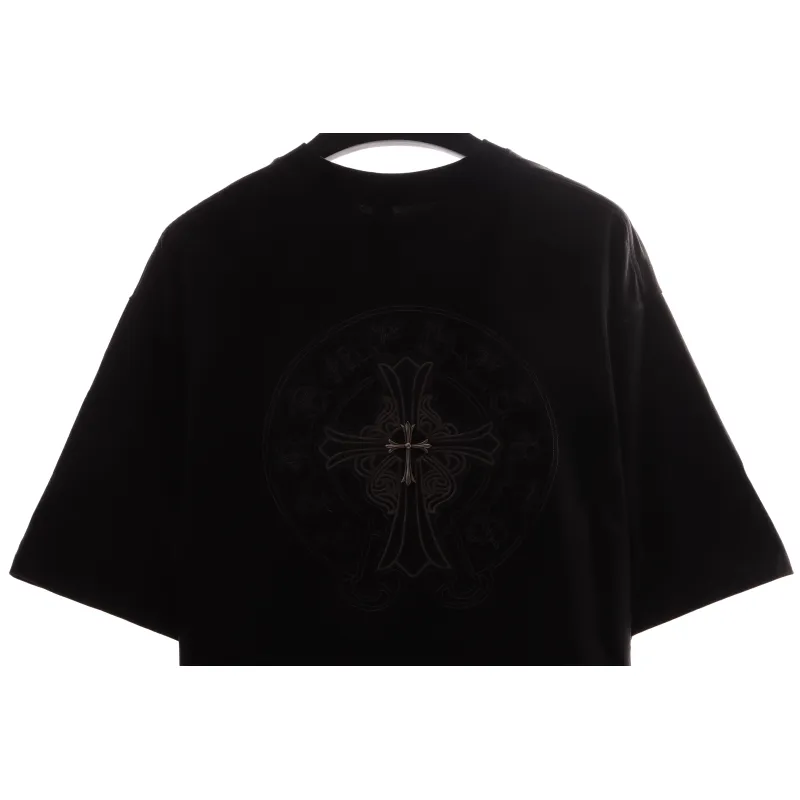 Chrome Hearts distressed washed silver horseshoe short sleeves black