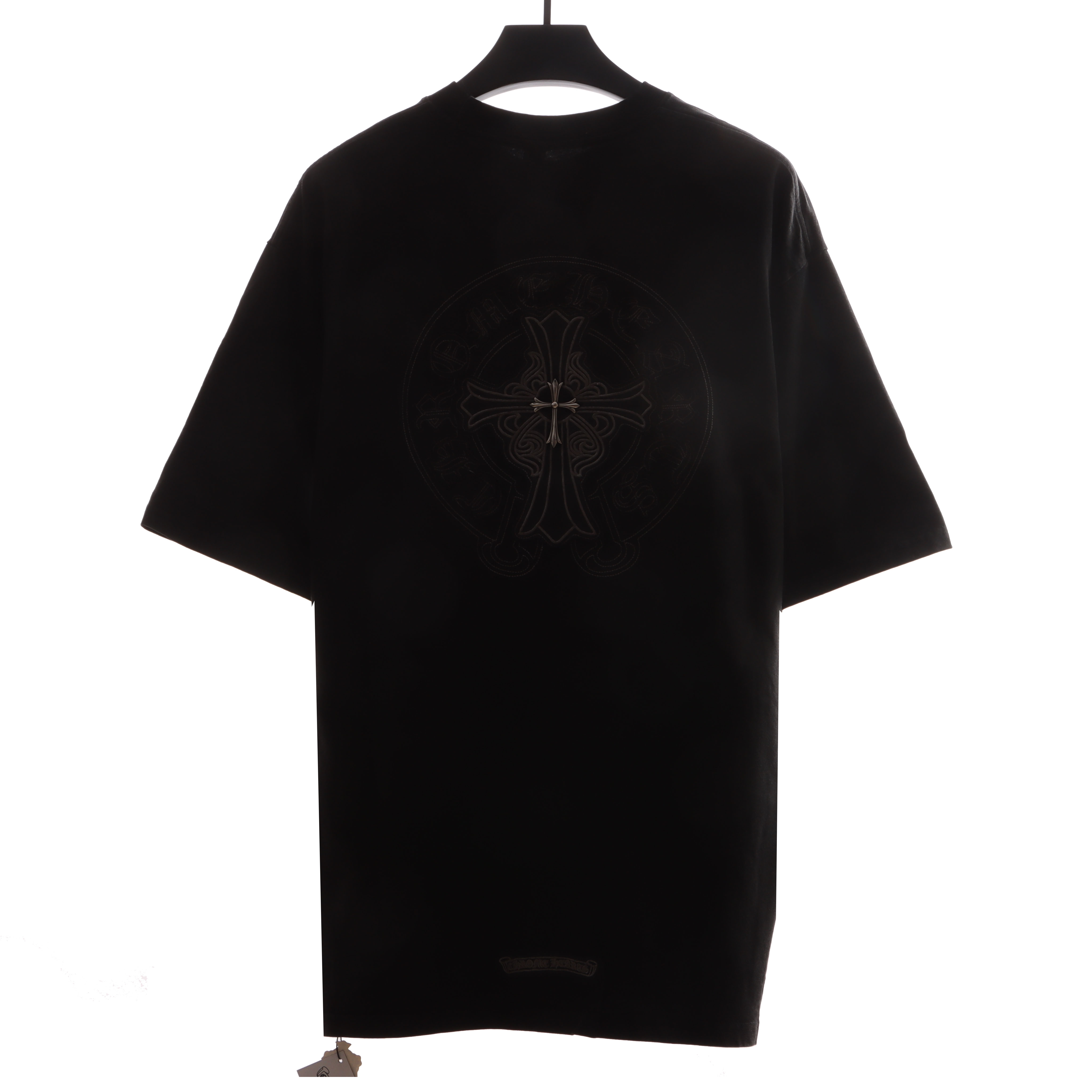 Chrome Hearts distressed washed silver horseshoe short sleeves black