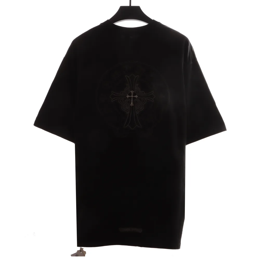 Chrome Hearts distressed washed silver horseshoe short sleeves black