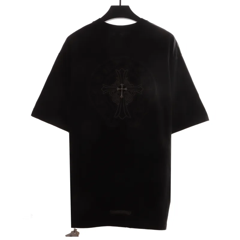 Chrome Hearts distressed washed silver horseshoe short sleeves black