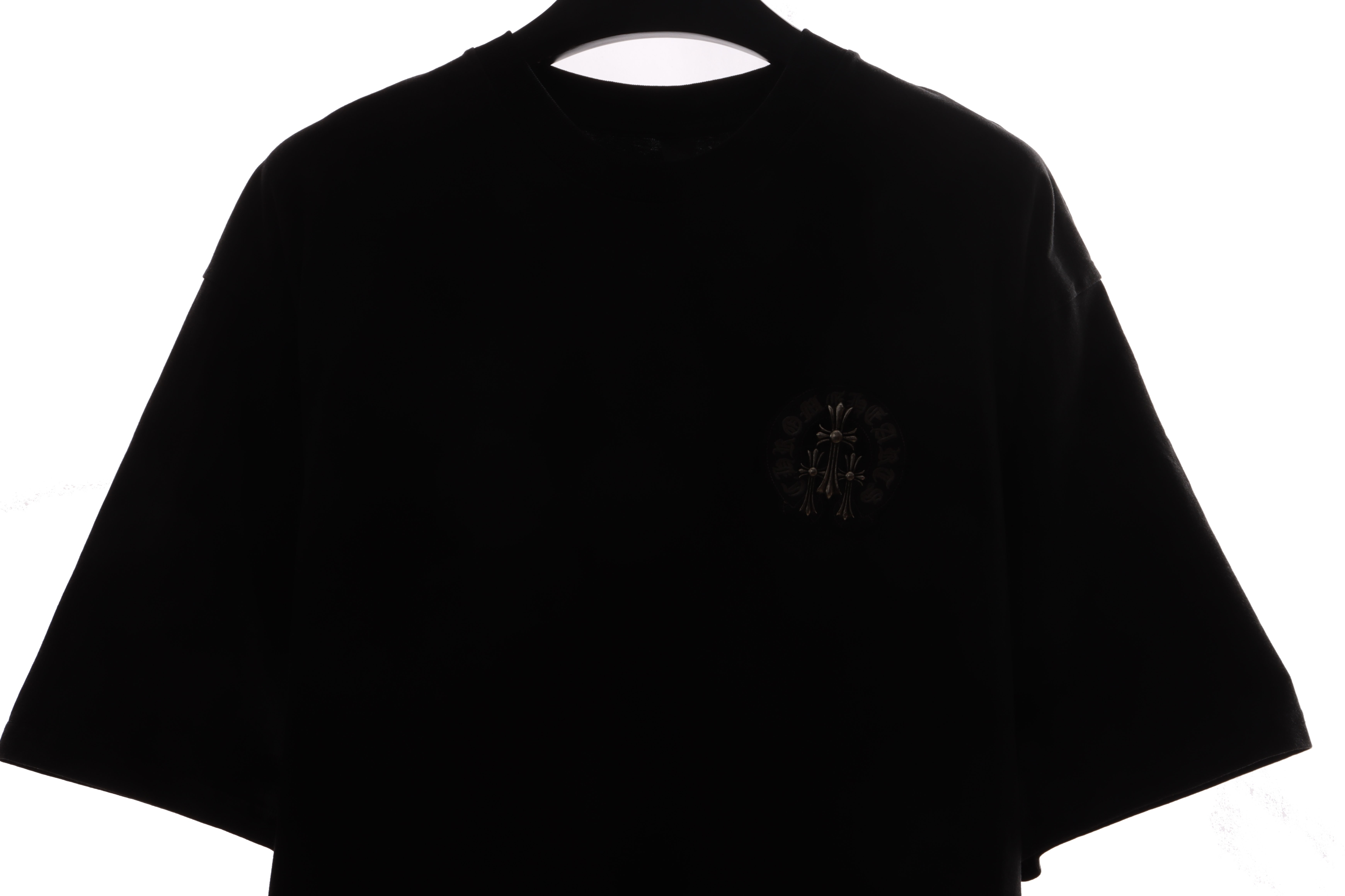 Chrome Hearts distressed washed silver horseshoe short sleeves black