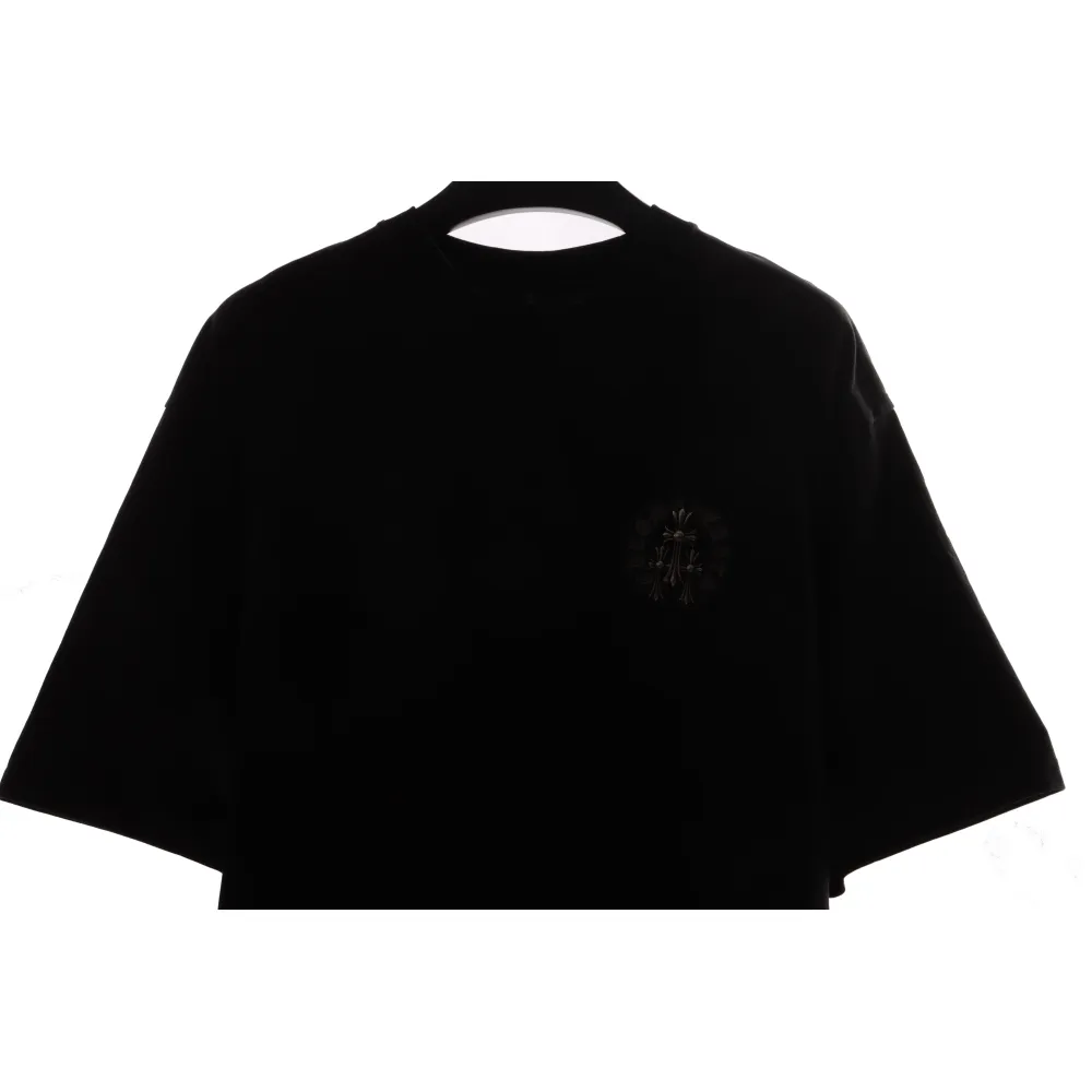 Chrome Hearts distressed washed silver horseshoe short sleeves black
