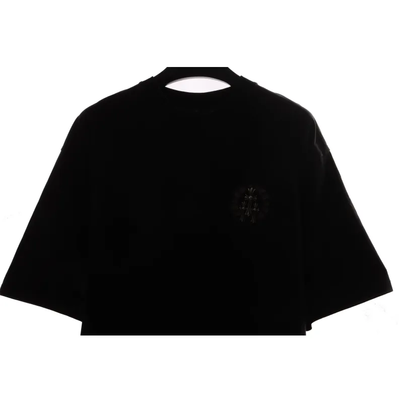 Chrome Hearts distressed washed silver horseshoe short sleeves black