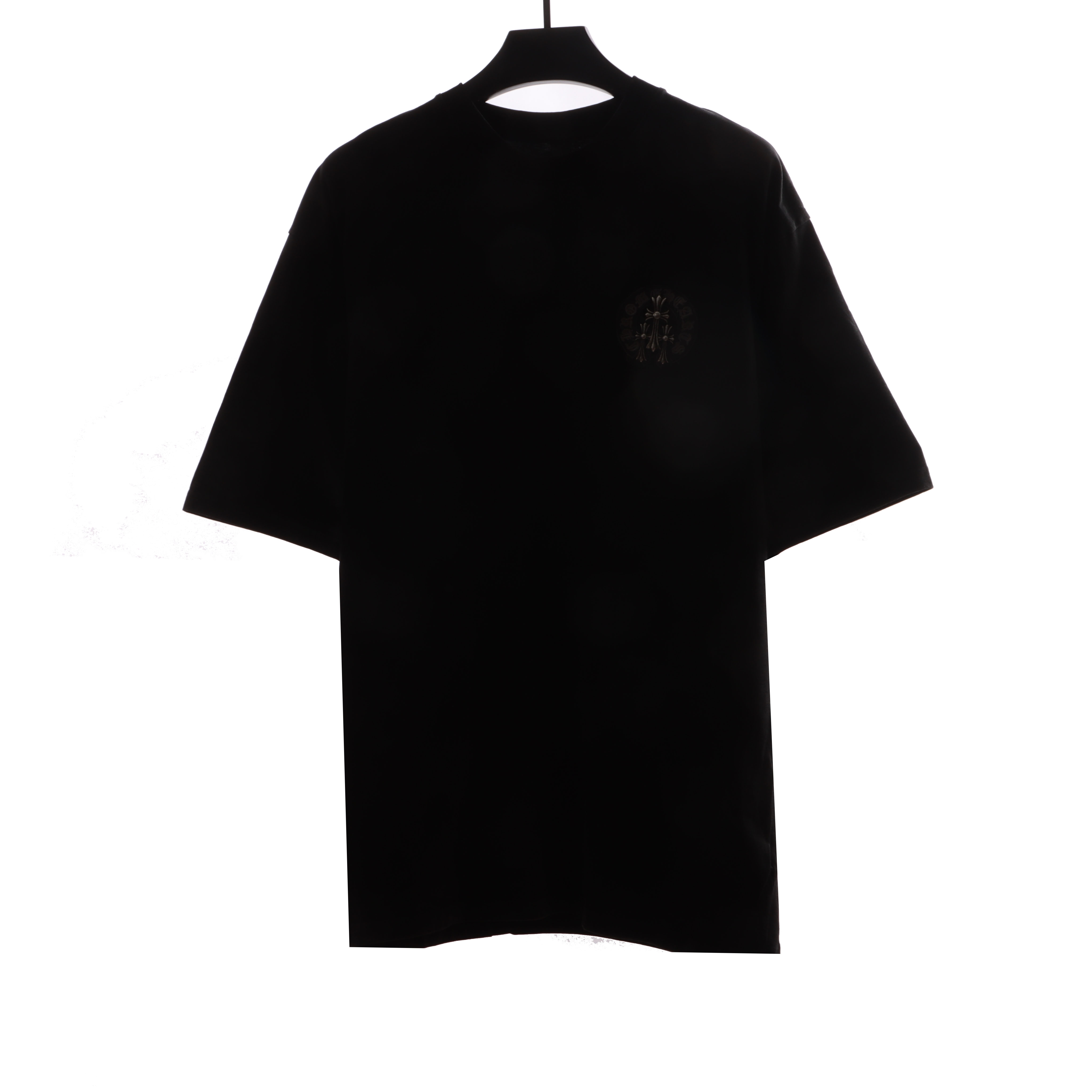 Chrome Hearts distressed washed silver horseshoe short sleeves black