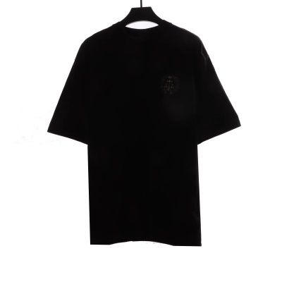 Chrome Hearts distressed washed silver horseshoe short sleeves black 02