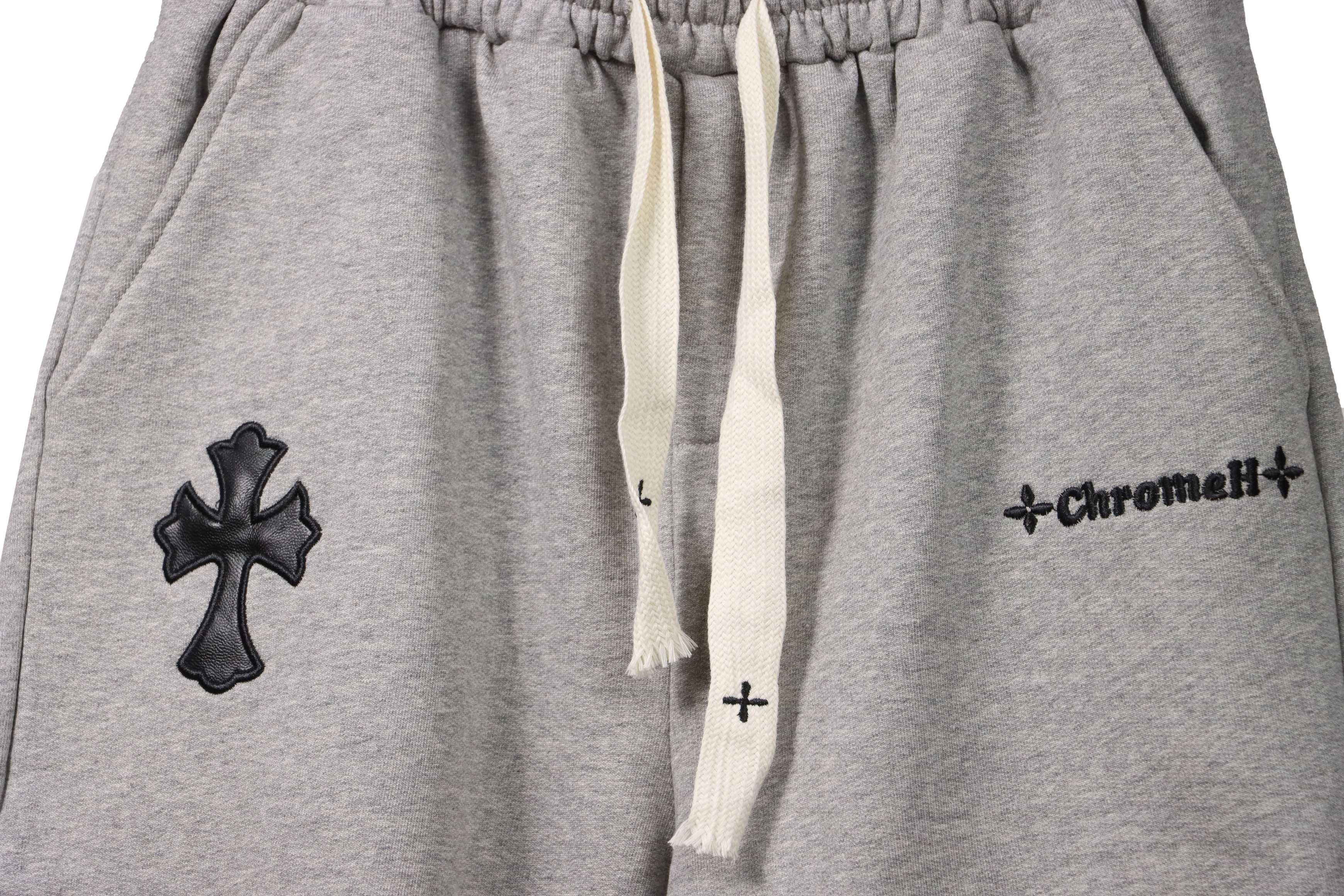 Chrome Hearts Embroidered Sanskrit Cross Terry Shorts Grey
