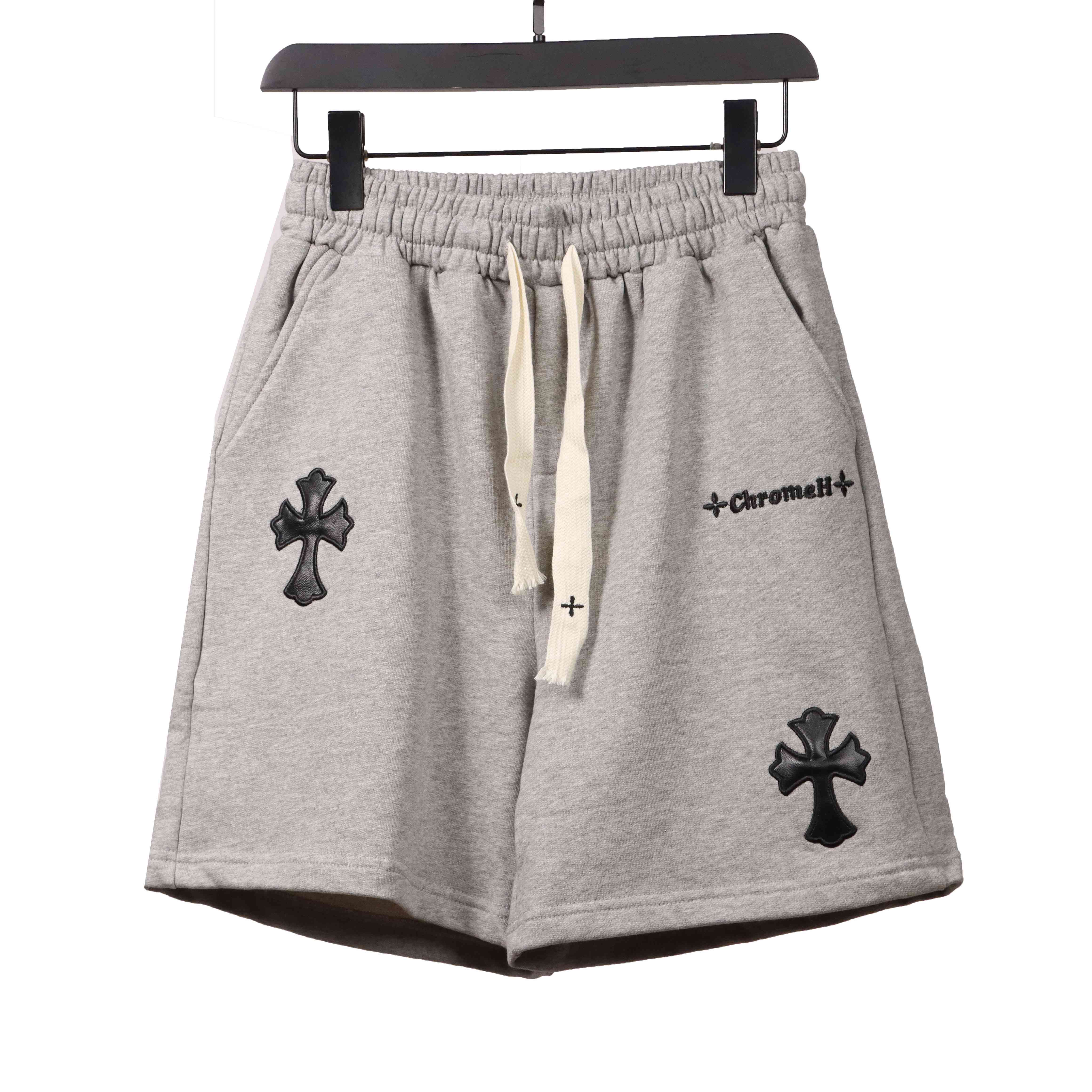 Chrome Hearts Embroidered Sanskrit Cross Terry Shorts Grey