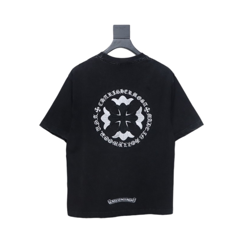 Chrome Hearts Heavy Embroidery Spray Monkey Distressed Short Sleeve Black