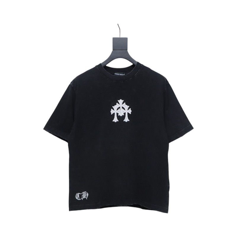 Chrome Hearts Heavy Embroidery Spray Monkey Distressed Short Sleeve Black