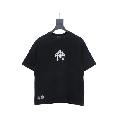 Chrome Hearts Heavy Embroidery Spray Monkey Distressed Short Sleeve Black 01