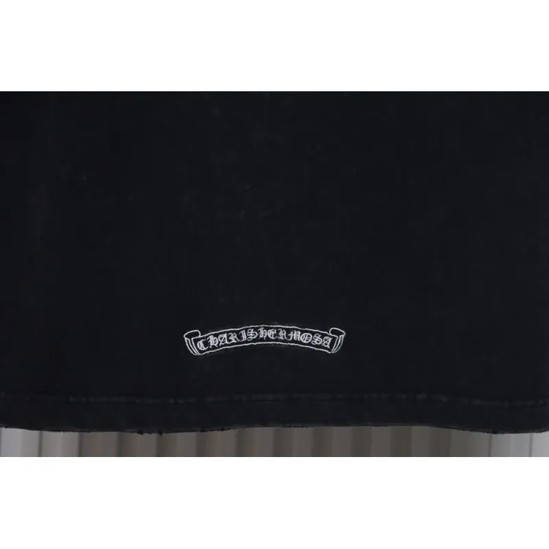 Chrome Hearts Heavy Embroidery Spray Monkey Distressed Short Sleeve Black