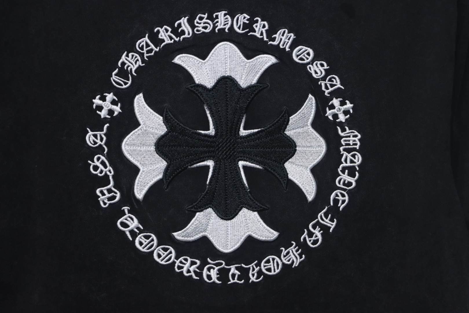 Chrome Hearts Heavy Embroidery Spray Monkey Distressed Short Sleeve Black