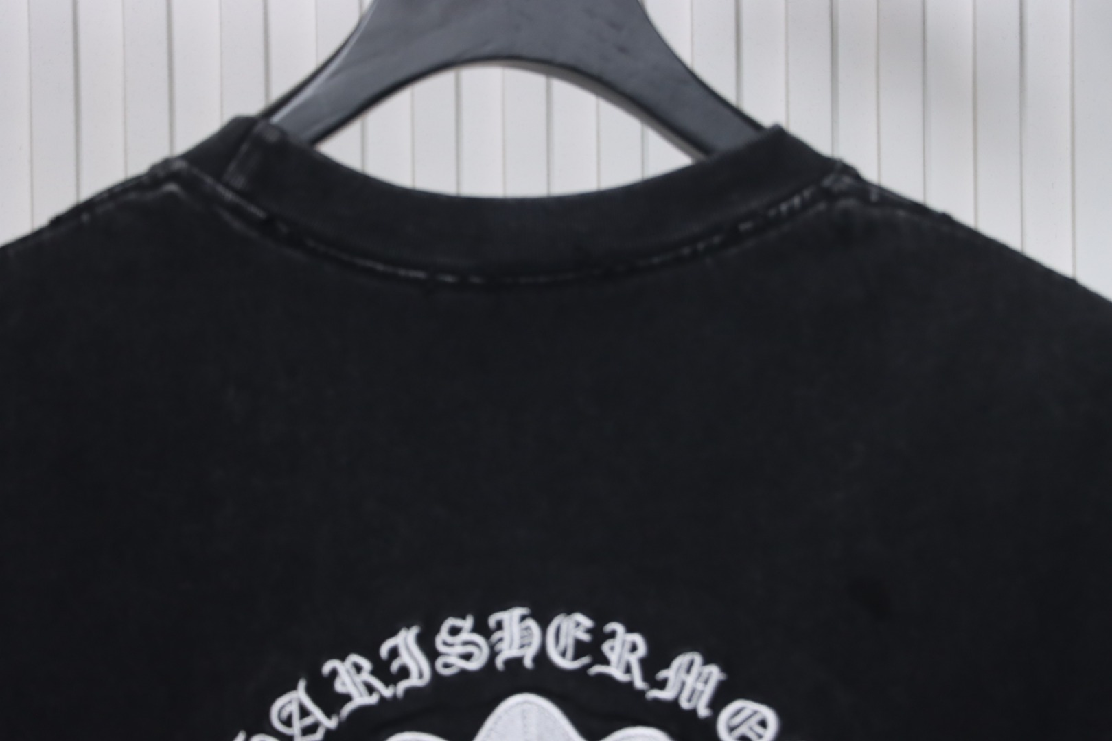 Chrome Hearts Heavy Embroidery Spray Monkey Distressed Short Sleeve Black