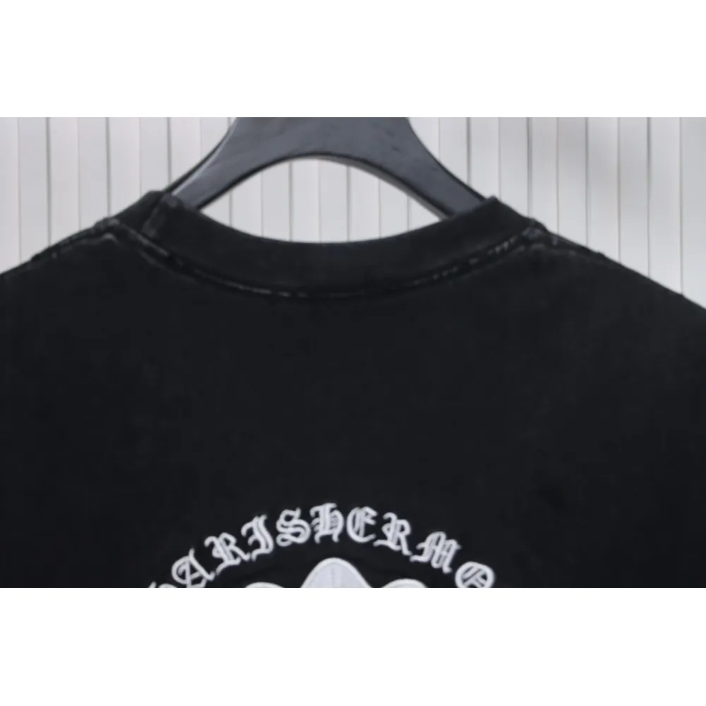 Chrome Hearts Heavy Embroidery Spray Monkey Distressed Short Sleeve Black
