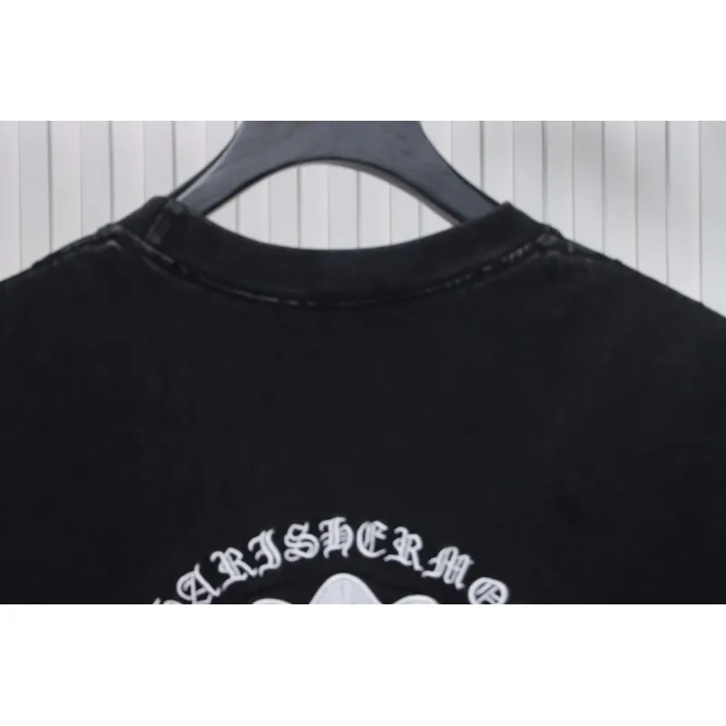 Chrome Hearts Heavy Embroidery Spray Monkey Distressed Short Sleeve Black