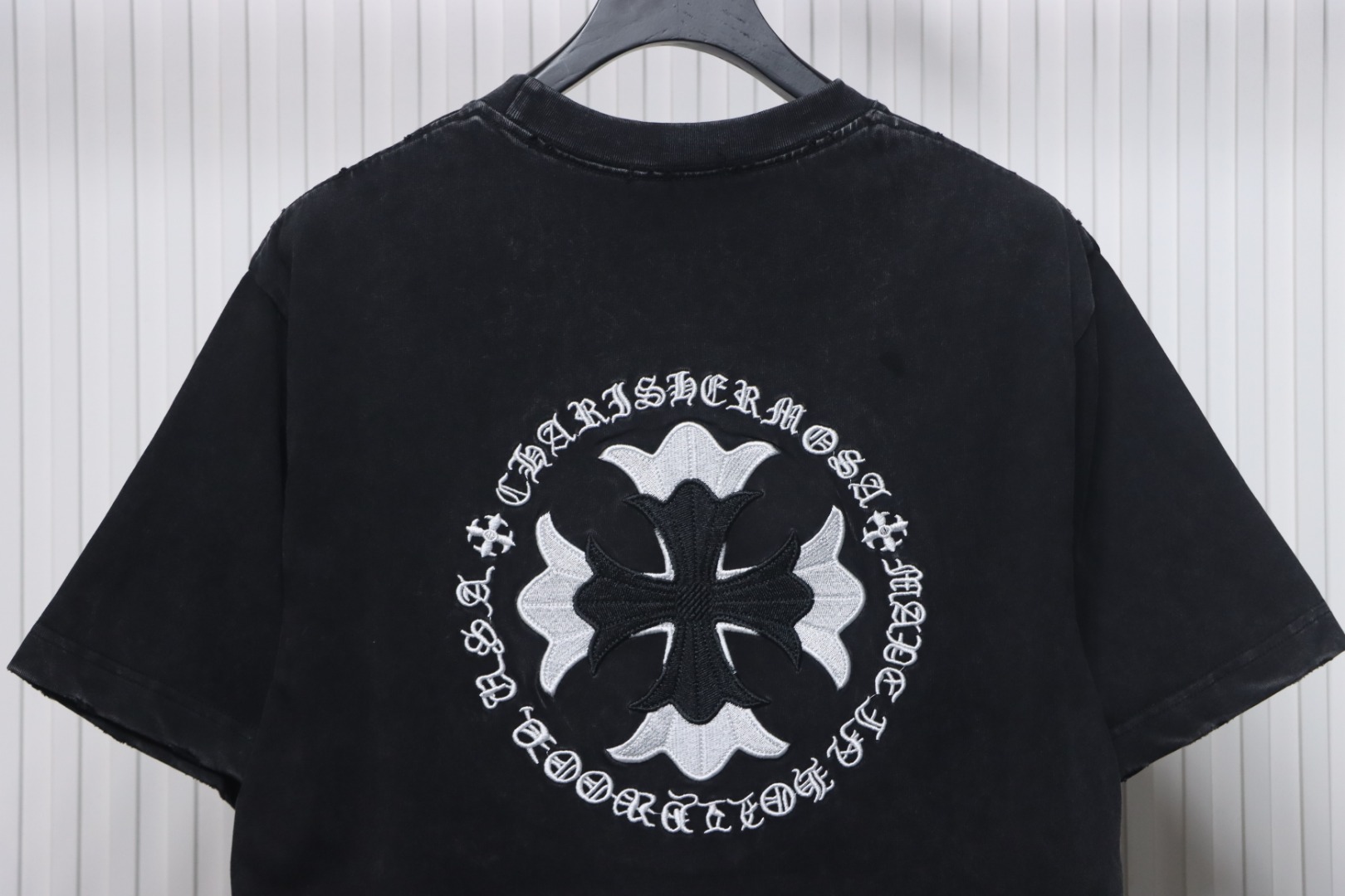 Chrome Hearts Heavy Embroidery Spray Monkey Distressed Short Sleeve Black