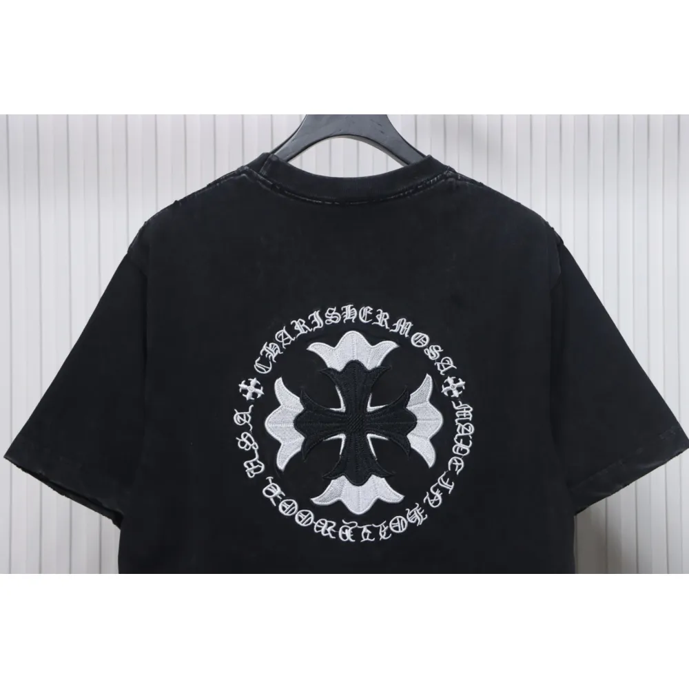 Chrome Hearts Heavy Embroidery Spray Monkey Distressed Short Sleeve Black