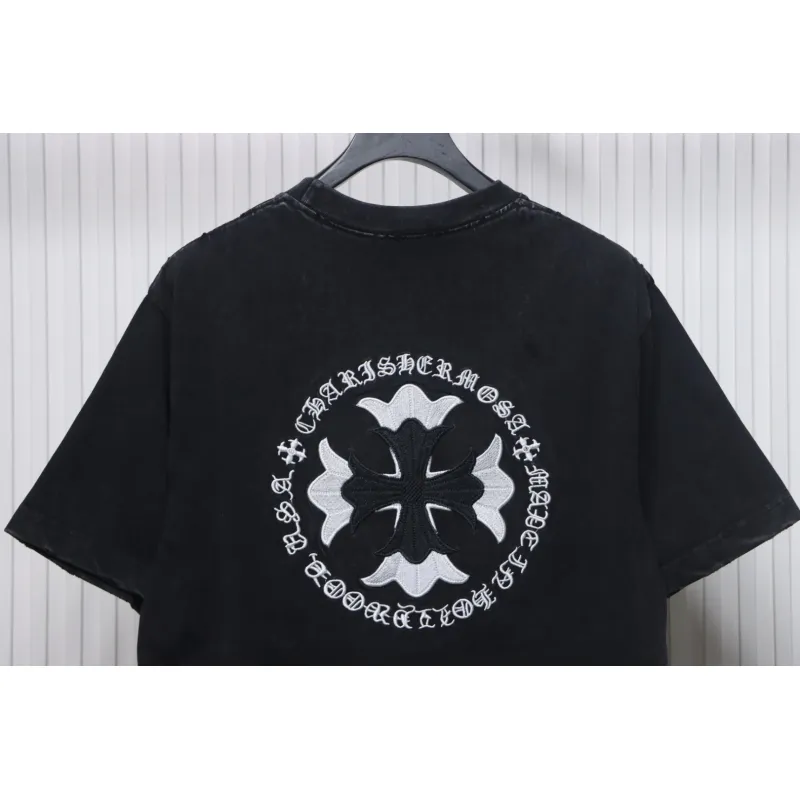 Chrome Hearts Heavy Embroidery Spray Monkey Distressed Short Sleeve Black