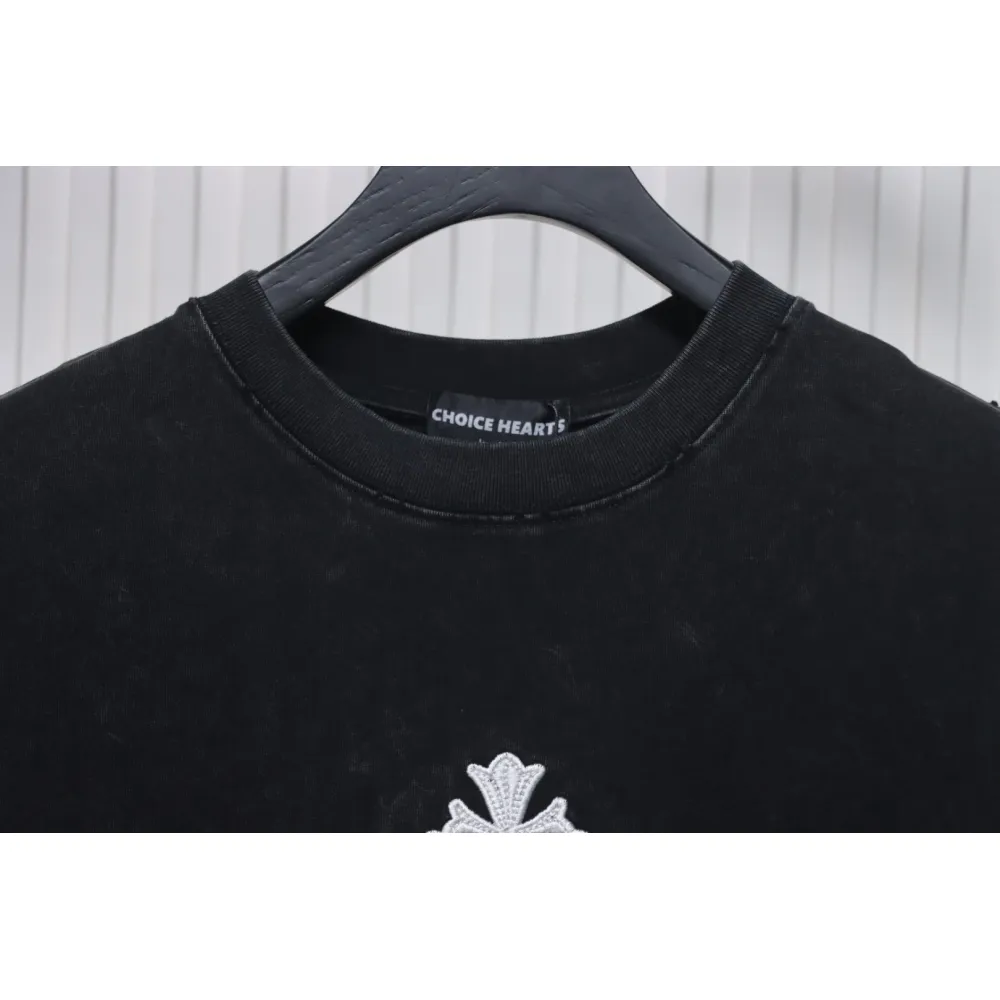 Chrome Hearts Heavy Embroidery Spray Monkey Distressed Short Sleeve Black