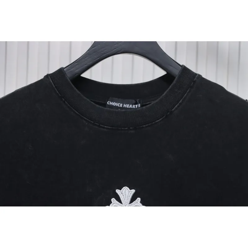 Chrome Hearts Heavy Embroidery Spray Monkey Distressed Short Sleeve Black