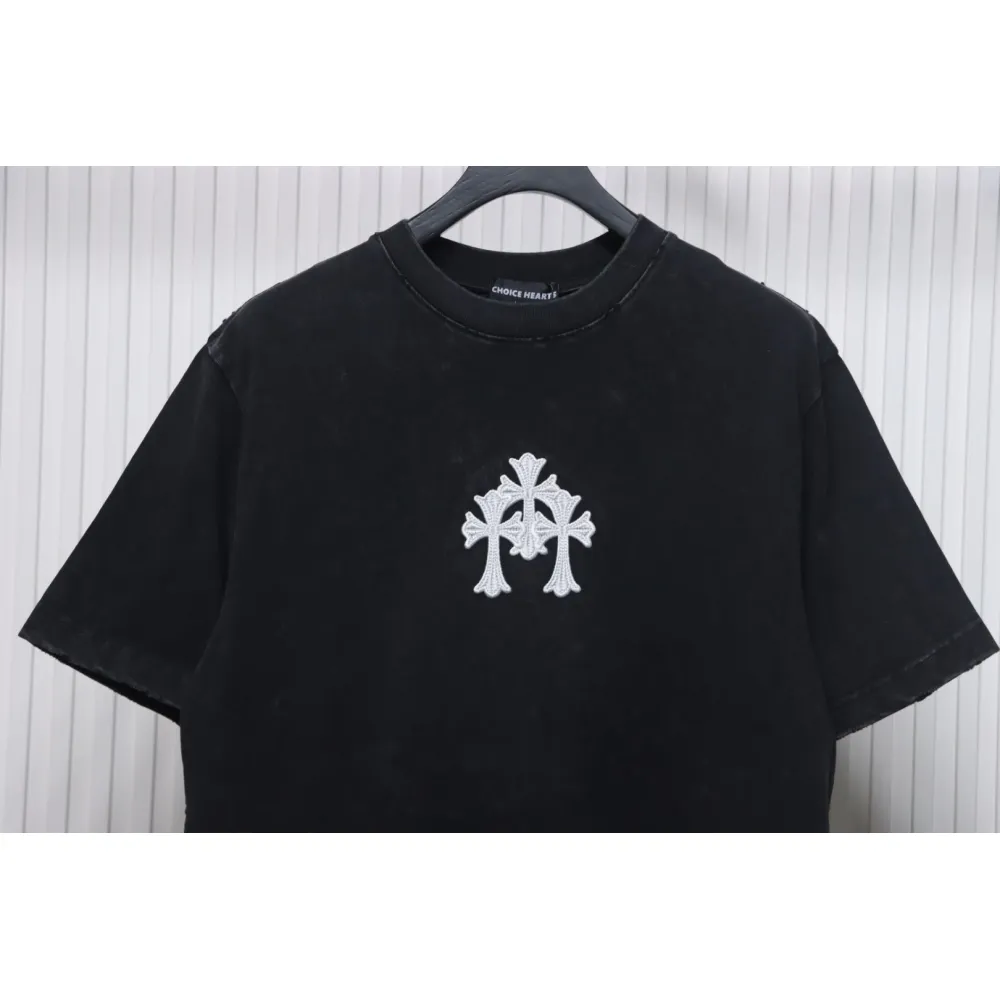 Chrome Hearts Heavy Embroidery Spray Monkey Distressed Short Sleeve Black