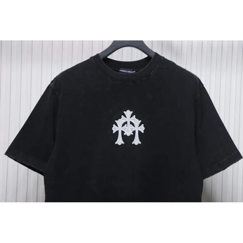 Chrome Hearts Heavy Embroidery Spray Monkey Distressed Short Sleeve Black