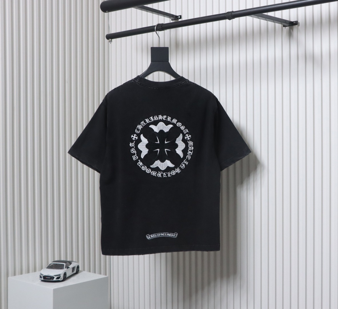 Chrome Hearts Heavy Embroidery Spray Monkey Distressed Short Sleeve Black
