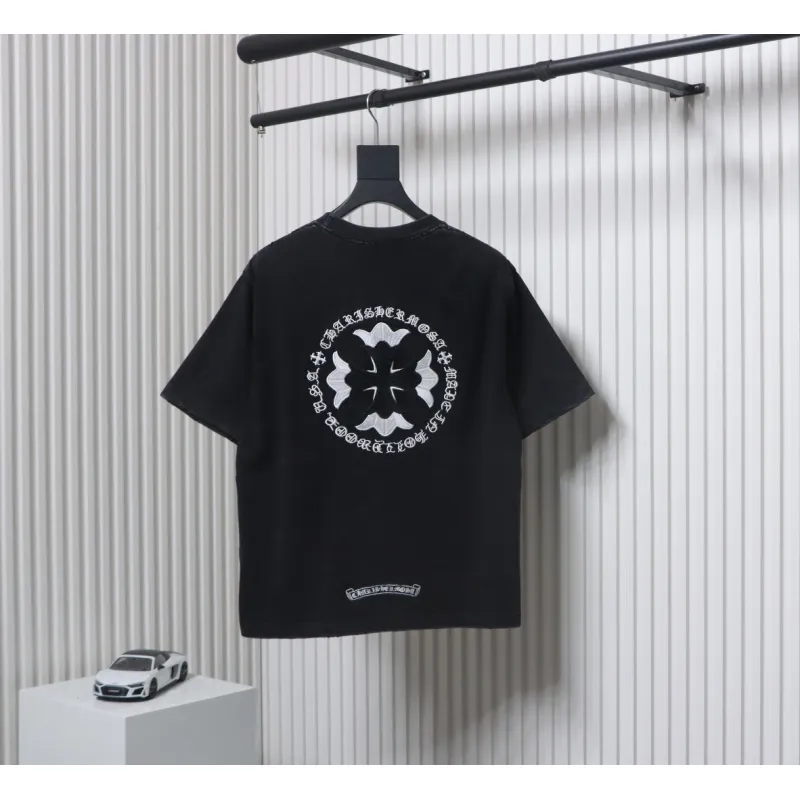 Chrome Hearts Heavy Embroidery Spray Monkey Distressed Short Sleeve Black