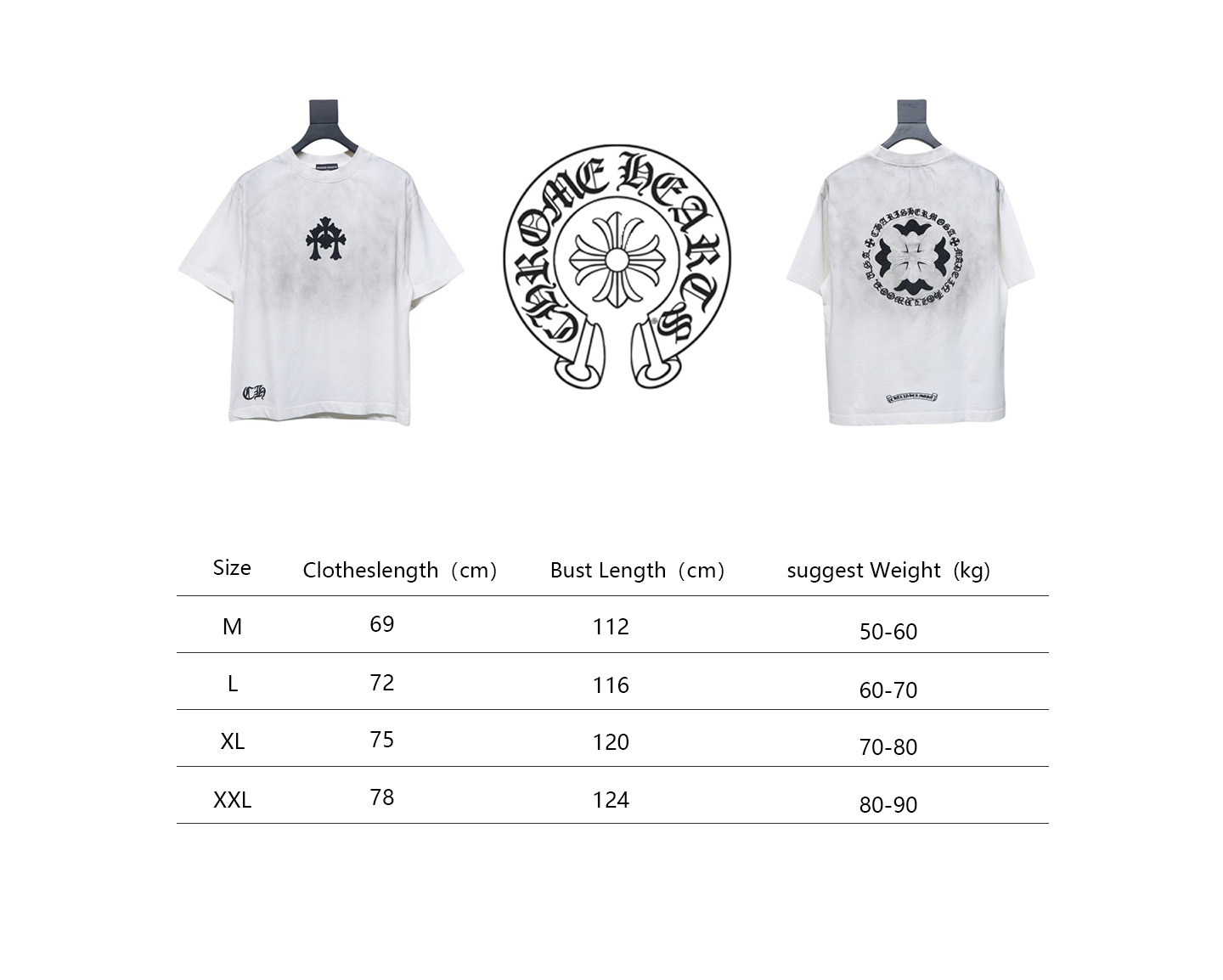 Chrome Hearts Heavy Embroidery Spray Monkey Distressed Short Sleeve White