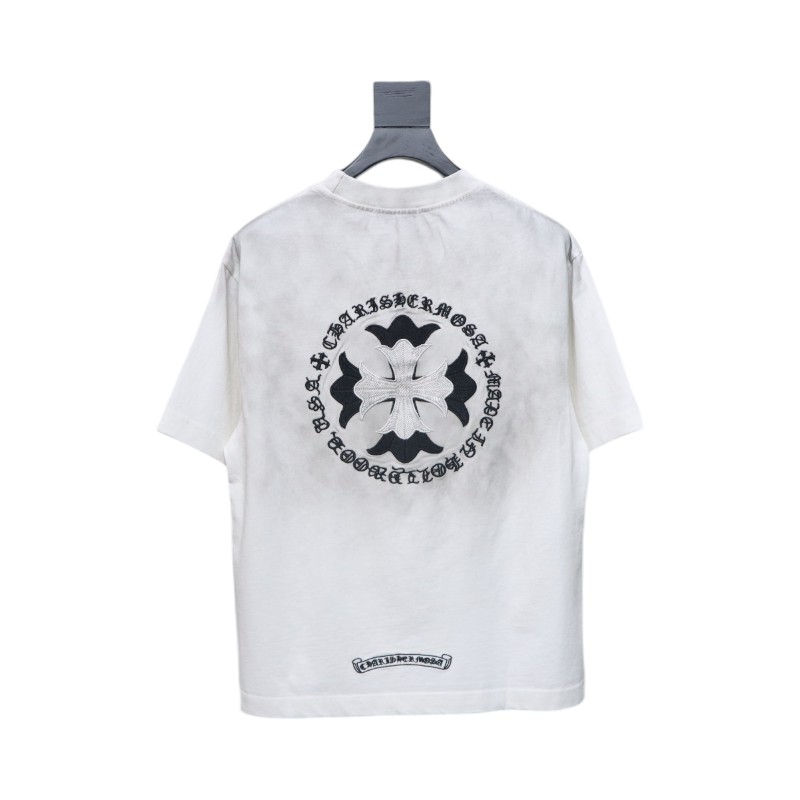 Chrome Hearts Heavy Embroidery Spray Monkey Distressed Short Sleeve White