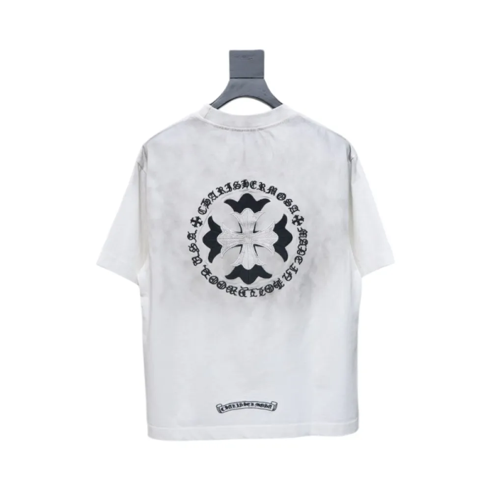 Chrome Hearts Heavy Embroidery Spray Monkey Distressed Short Sleeve White