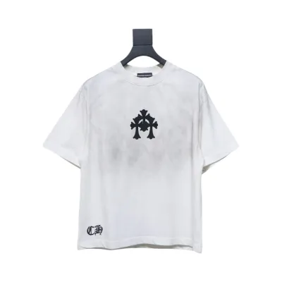 Chrome Hearts Heavy Embroidery Spray Monkey Distressed Short Sleeve White 01